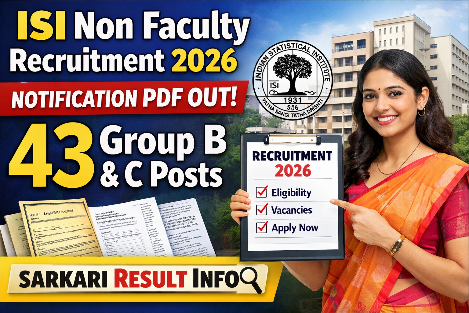ISI Non Faculty Recruitment 2026 - Sarkari Rojgar