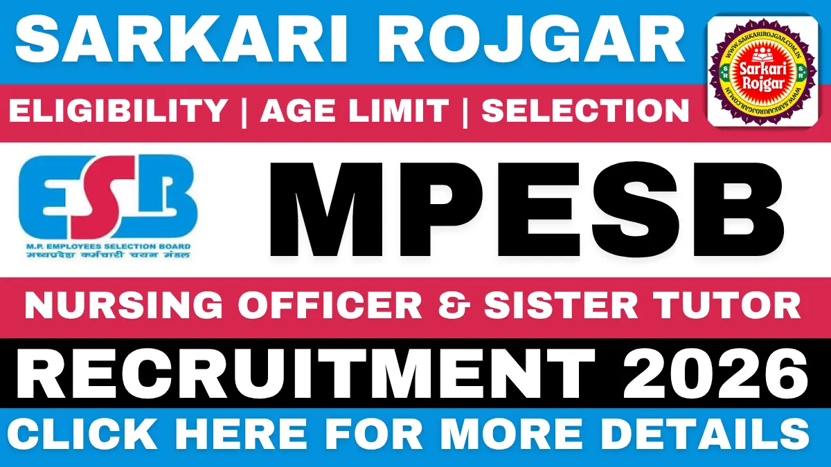 MPESB Nursing Officer & Sister Tutor Recruitment 2026